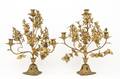A Pair of Victorian Gilt Metal ThreeLight Candelabra