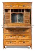 A French Various Woods Parquetry and Gilt Metal Mounted Secretaire a Abattant