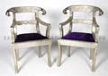 A Pair of AngloIndian Style Silvered Side Chairs