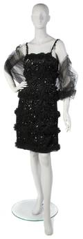 An Adolfo Black Lace and Sequin Cocktail Dress