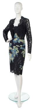 An Ungaro Black Floral Silk Cocktail Dress
