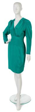 A Carolina Herrera Green Silk Dress