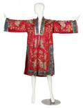 A Red Silk Heavily Embroidered Kimono Style Jacket
