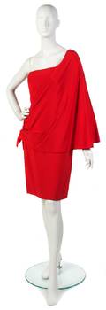 A Bill Blass Red Silk Cocktail Dress