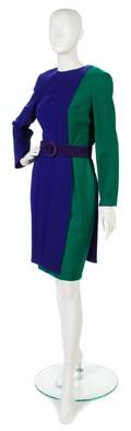 A Bill Blass Purple and Green Wool Dress