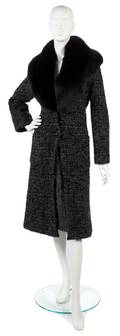 A Carolina Herrera Black and Grey Wool Coat
