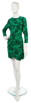 A Christian Dior Green Floral Silk Dress