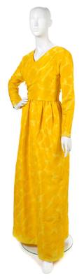 A Christian Dior Couture Yellow Watercolor Silk Gown