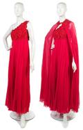A Stavropoulos Red Chiffon Evening Gown