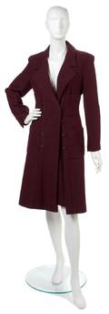 A Chanel Burgundy Wool Coat