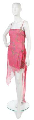 A Gianni Versace Pink Silk Chiffon Butterfly Dress