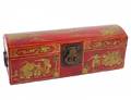CHINESE STYLE RED LACQUERED AND PAINTED HINGED BOX