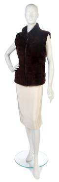A Louis Feraud Burgundy Fur Vest