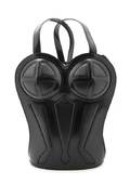 A Jean Paul Gaultier Black Leather Bustier Backpack
