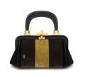 A Roberta di Camerino Black Brown and Gold Striped Velvet Handbag