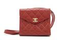 A Chanel Red Quilted Caviar Leather Handbag
