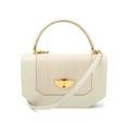 An Hermes White Leather and Canvas Handbag