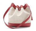 An Hermes Red Leather and Canvas Drawstring Bag