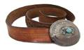A Silver and Turquoise Belt Buckle