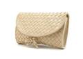 A Bottega Veneta Tan Woven Leather Clutch