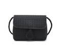 A Bottega Veneta Black Woven Silk Clutch