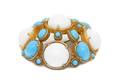 A Kenneth Jay Lane White and Blue Cabochon Brooch