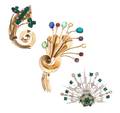 A Group of Three Corocraft Sterling Brooches
