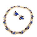 A Trifari Rhinestone Purple Blue and Green Rhinestone Necklace