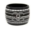A Chanel Large Crystal and Black Resin Cuff