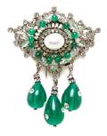 A French Emerald and Diamond Rhinestone Fur Clip