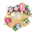 A Larry Vrba Rhinestone and Shell Brooch
