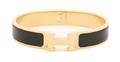 An Hermes Gold and Black Enamel H Bangle