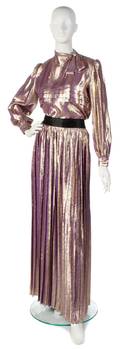 An Adolfo Purple Gold Lurex Evening Ensemble