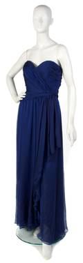An Oscar de la Renta Blue Silk Evening Gown
