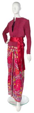 A Bill Blass Silk Chiffon and Textured Evening Ensemble