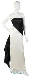 A Bill Blass Black and White Silk Evening Gown