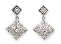 A Pair of 14 Karat White Gold and Diamond Dangle Earrings
