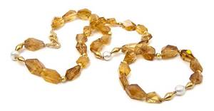 An 18 Karat Yellow Gold Citrine and Cultured Pearl Necklace Verdura