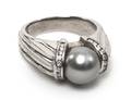 A Platinum Diamond and Cultured Tahitian Pearl Ring
