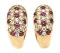 A Pair of 18 Karat Yellow Gold Ruby and Diamond Earclips Cartier
