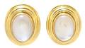 A Pair of 18 Karat Yellow Gold and Moonstone Earclips Elizabeth Locke