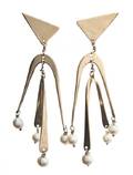 A Pair of 14 Karat Yellow Gold and Cultured Pearl Earrings Ed Wiener