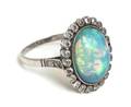 A Platinum Diamond and Opal Ring