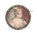 A Silver Topped Gold and Diamond Portrait Brooch