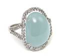 An 18 Karat White Gold Blue Chalcedony and Diamond Ring