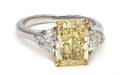 A Platinum and 18 Karat Yellow Gold Fancy Yellow and White Diamond Ring Harry Winston