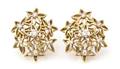 A Pair of 18 Karat Yellow Gold and Diamond Flower Earclips Valentin Magro