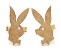 A Pair of 14 Karat Yellow Gold and Diamond Playboy Bunny Cufflinks