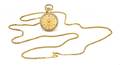 A Gold Plated Open Face Pocket Watch on a 14 Karat Yellow Gold Chain