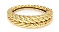 An 18 Karat Yellow Gold Graduated Fluted Hinged Cuff Bracelet